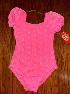 Wonder Nation Girls' Pink Puff Sleeve One-Piece